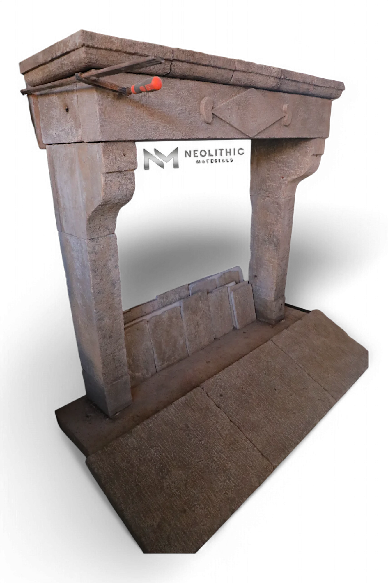 Reclaimed Limestone Fireplace - Image 3